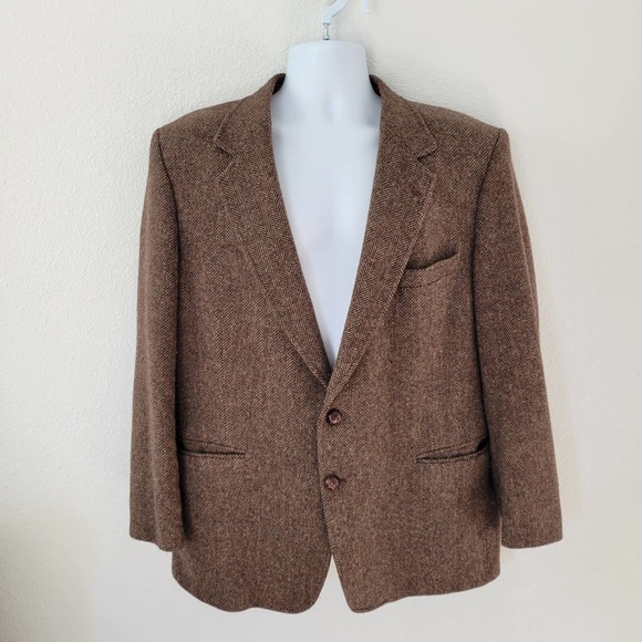 Arnold Palmer Other - Arnie Arnold Palmer Brown Wool Tweed Herringbone Suit Jacket Blazer Size 46R